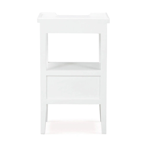 Bramble Eton 2 Drawer Side Table w/ Pull Out Shelf in Architectural White-Bramble-Blue Hand Home