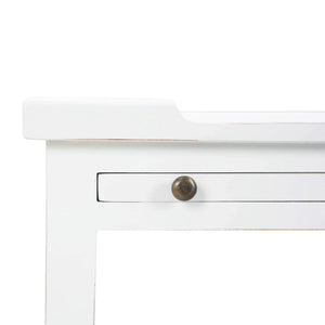 Bramble Eton 2 Drawer Side Table w/ Pull Out Shelf in Architectural White-Bramble-Blue Hand Home
