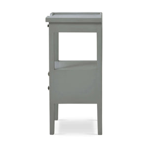 Bramble Eton 2 Drawer Side Table W/ Pull Out Shelf In Grey Charleston-Bramble-Blue Hand Home