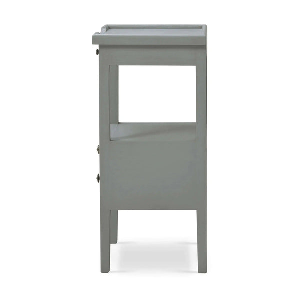 Bramble Eton 2 Drawer Side Table W/ Pull Out Shelf In Grey Charleston-Bramble-Blue Hand Home