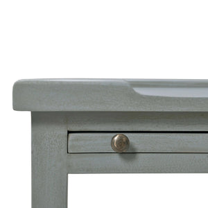 Bramble Eton 2 Drawer Side Table W/ Pull Out Shelf In Grey Charleston-Bramble-Blue Hand Home