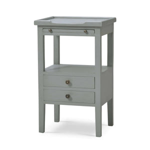 Bramble Eton 2 Drawer Side Table W/ Pull Out Shelf In Grey Charleston-Bramble-Blue Hand Home