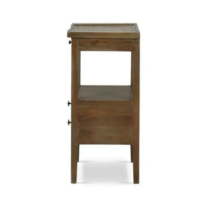 Bramble Eton 2 Drawer Side Table W/ Pull Out Shelf In Straw Wash-Bramble-Blue Hand Home