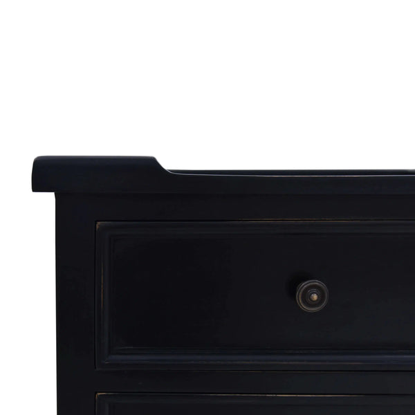 Bramble Eton 3 Drawer End Table In Batavia Black-Bramble-Blue Hand Home