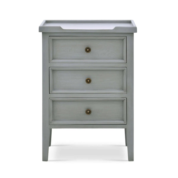 Bramble Eton 3 Drawer End Table In Grey Charleston-Bramble-Blue Hand Home