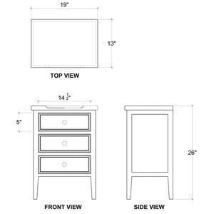 Bramble Eton 3 Drawer End Table In Grey Charleston-Bramble-Blue Hand Home
