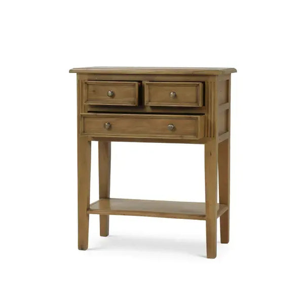 Bramble Eton 3 Drawer Side Table in Antique French Oak-Bramble-Blue Hand Home