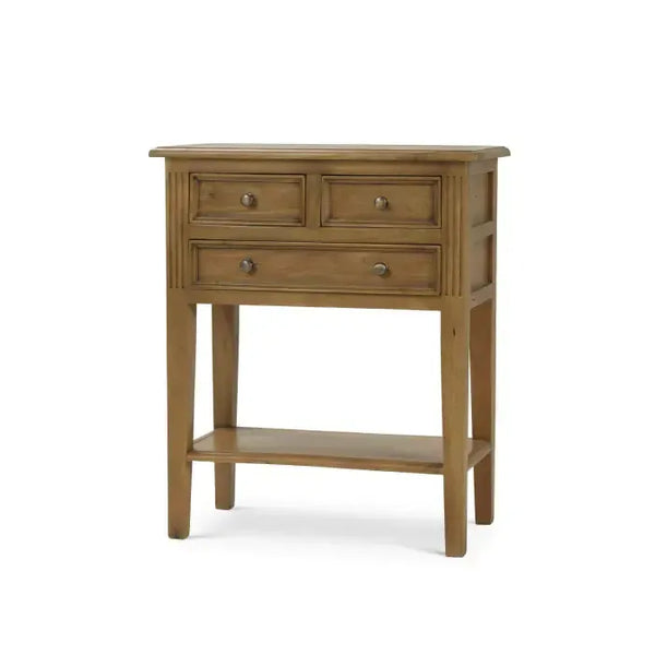 Bramble Eton 3 Drawer Side Table in Antique French Oak-Bramble-Blue Hand Home