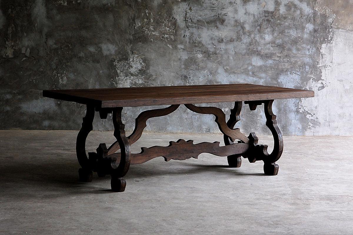 Reclaimed Elm Baroque Dining Table-Blue Hand Home