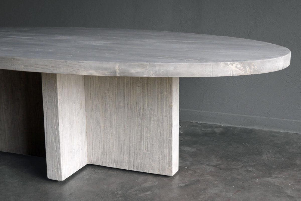 Reclaimed Elm Elliptical Oval - T-base-Blue Hand Home