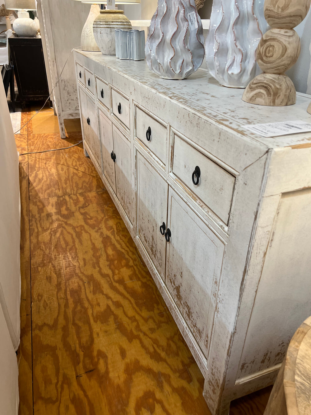 white wash six drawer six door cabinet-Blue Hand Home