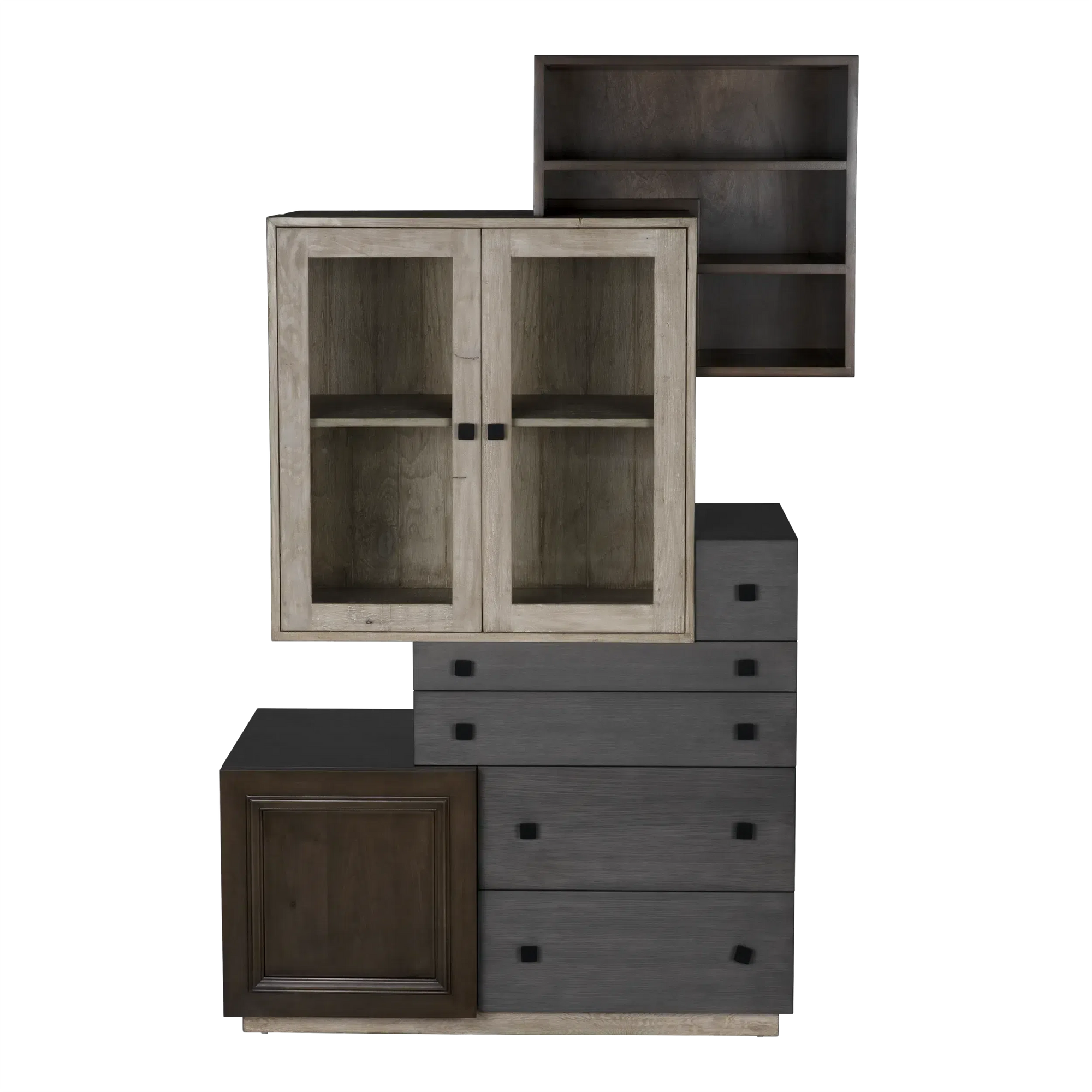 Juxtapose Cabinet, Oak, Alder, Reclaimed Lumber - 50x20x78-Blue Hand Home