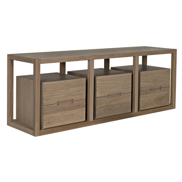 Grant Console, Oak & Oak Plywood - 83x22x30-Blue Hand Home