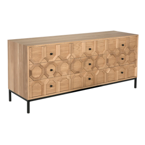 Hadley Buffet, Oak/Steel Base-Blue Hand Home