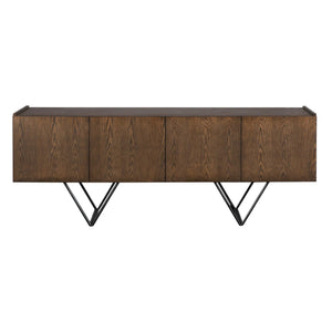 Wilder Console, Oak Veneer/Steel Base-Blue Hand Home