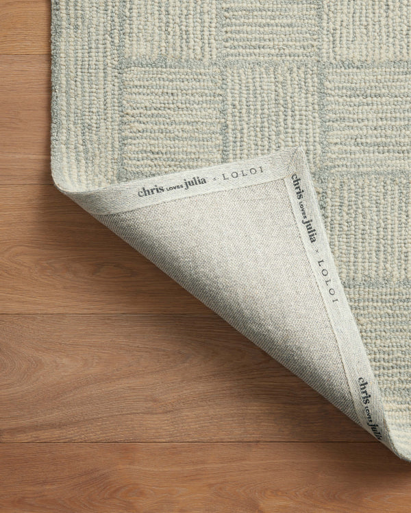 Chris Loves Julia x Loloi Francis Rugs - Silver / Sky-Blue Hand Home