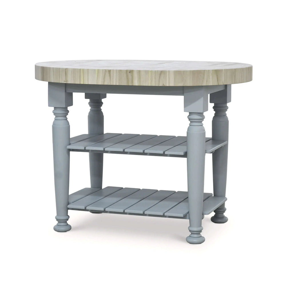 Bramble Farmhouse Butcher Block Kitchen Island In Pale Blue-Bramble-Blue Hand Home