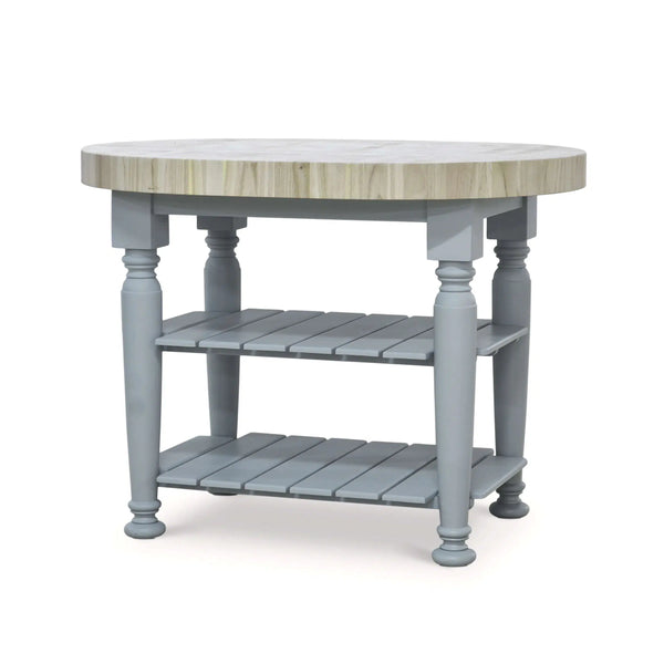 Bramble Farmhouse Butcher Block Kitchen Island In Pale Blue-Bramble-Blue Hand Home
