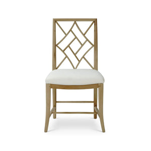 Bramble Farringdon Dining Chair In Fruitwood W/ Arctic White Performance Fabric-Bramble-Blue Hand Home