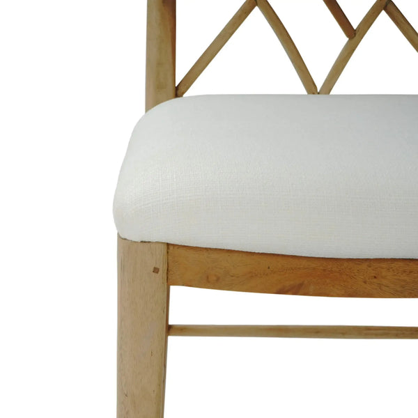 Bramble Farringdon Dining Chair In Fruitwood W/ Arctic White Performance Fabric-Bramble-Blue Hand Home