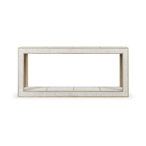 Bramble Finsbury Console Table in Sandbar w/ White Inset Rattan-Bramble-Blue Hand Home