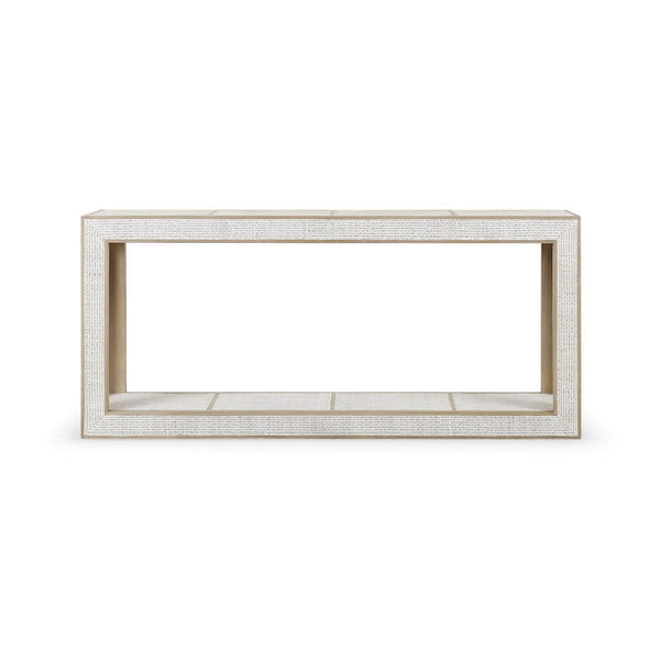 Bramble Finsbury Console Table in Sandbar w/ White Inset Rattan-Bramble-Blue Hand Home