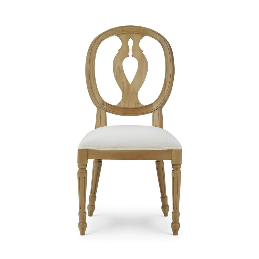 Bramble Fiona Dining Chair In Fruitwood W/ Upholstered Seat In Arctic White Performance Fabric-Bramble-Blue Hand Home