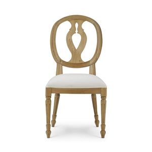 Bramble Fiona Dining Chair In Fruitwood W/ Upholstered Seat In Arctic White Performance Fabric-Bramble-Blue Hand Home