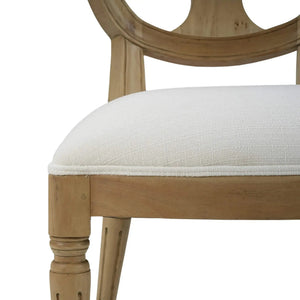 Bramble Fiona Dining Chair In Fruitwood W/ Upholstered Seat In Arctic White Performance Fabric-Bramble-Blue Hand Home