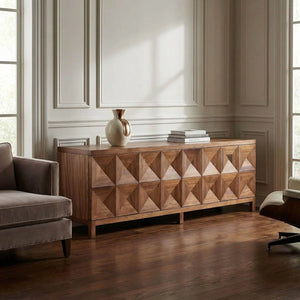Quadrant 4 Door Sideboard, Dark Walnut-Noir Furniture-Blue Hand Home