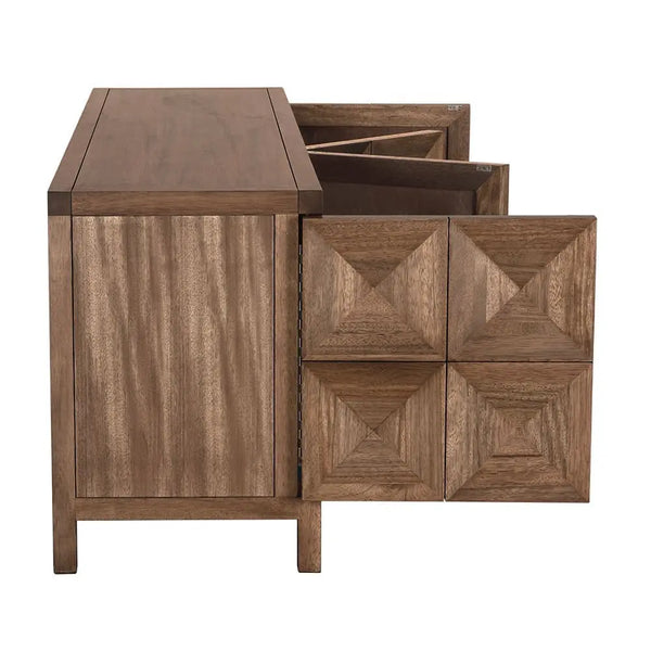 Quadrant 4 Door Sideboard, Dark Walnut-Noir Furniture-Blue Hand Home