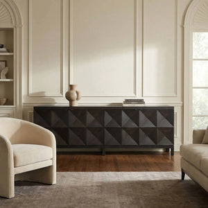 Quadrant 4 Door Sideboard, Ebony Walnut-Noir Furniture-Blue Hand Home