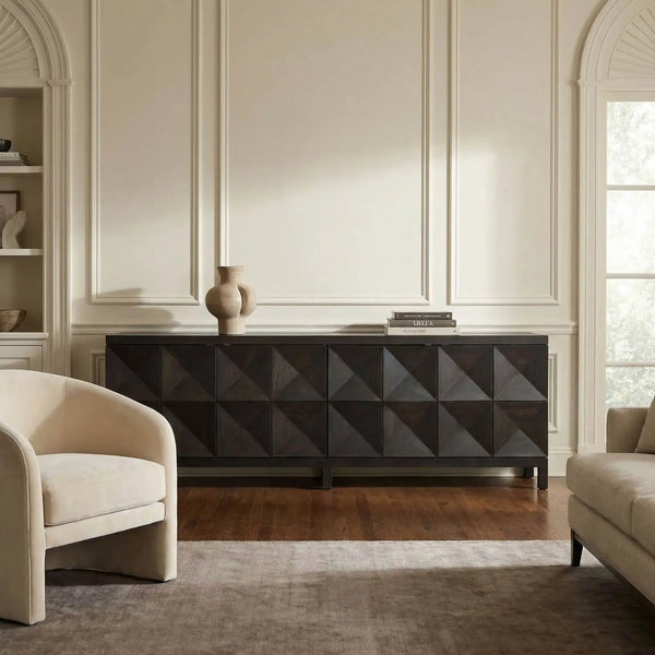Quadrant 4 Door Sideboard, Ebony Walnut-Noir Furniture-Blue Hand Home