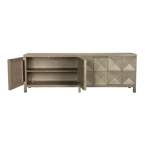 Quadrant 4 Door Sideboard, Washed Walnut-Noir Furniture-Blue Hand Home