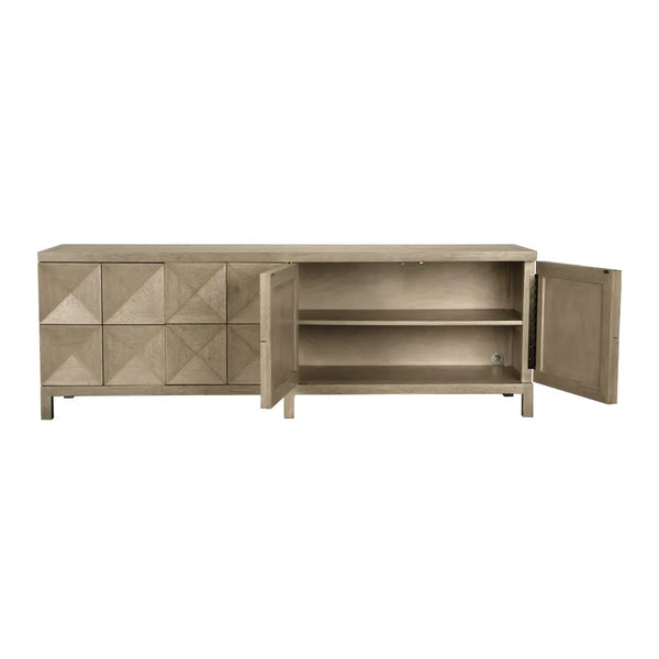 Quadrant 4 Door Sideboard, Washed Walnut-Noir Furniture-Blue Hand Home