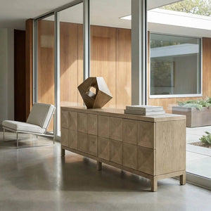Quadrant 4 Door Sideboard, Washed Walnut-Noir Furniture-Blue Hand Home