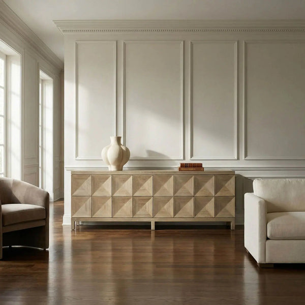 Quadrant 4 Door Sideboard, Washed Walnut-Noir Furniture-Blue Hand Home