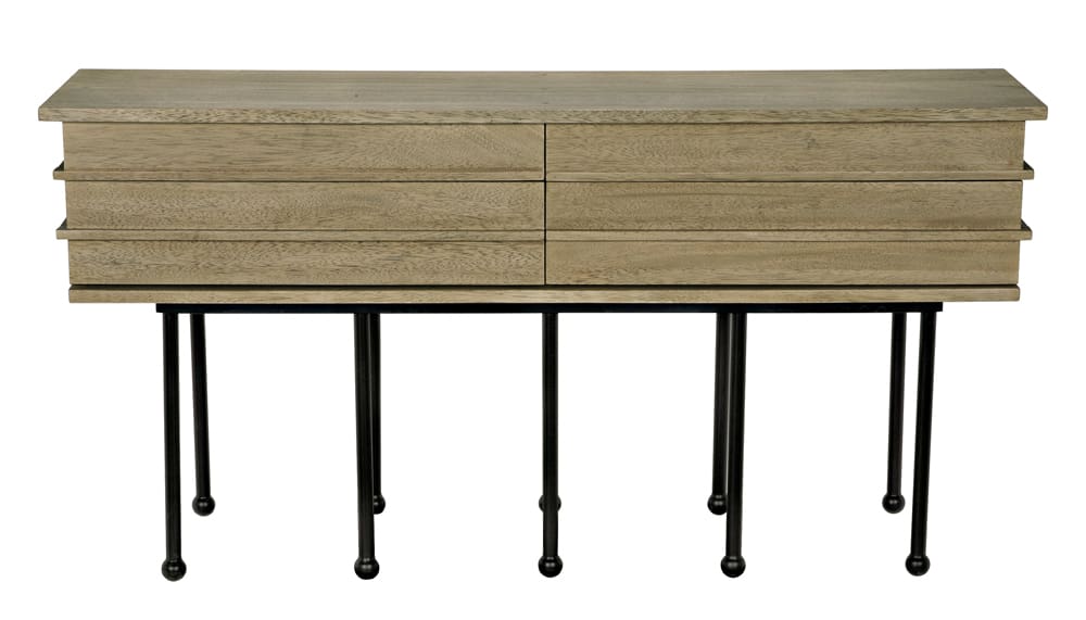 Oliver Console, Washed Walnut-Noir Furniture-Blue Hand Home