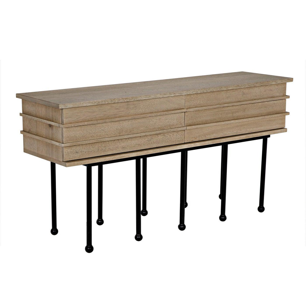 Oliver Console, Washed Walnut-Noir Furniture-Blue Hand Home