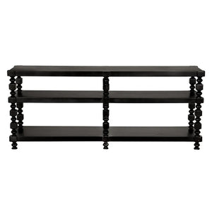 Maurice Three-Tier Console with Spindle Legs in Black-Noir Furniture-Blue Hand Home
