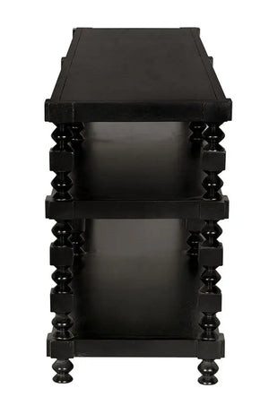 Maurice Three-Tier Console with Spindle Legs in Black-Noir Furniture-Blue Hand Home