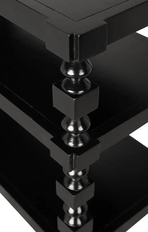 Maurice Three-Tier Console with Spindle Legs in Black-Noir Furniture-Blue Hand Home
