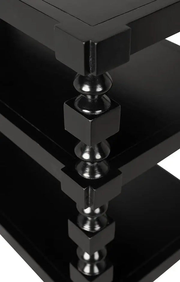 Maurice Three-Tier Console with Spindle Legs in Black-Noir Furniture-Blue Hand Home
