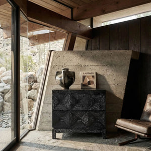 Musashi 2 Drawer, Small, Black Walnut-Noir Furniture-Blue Hand Home