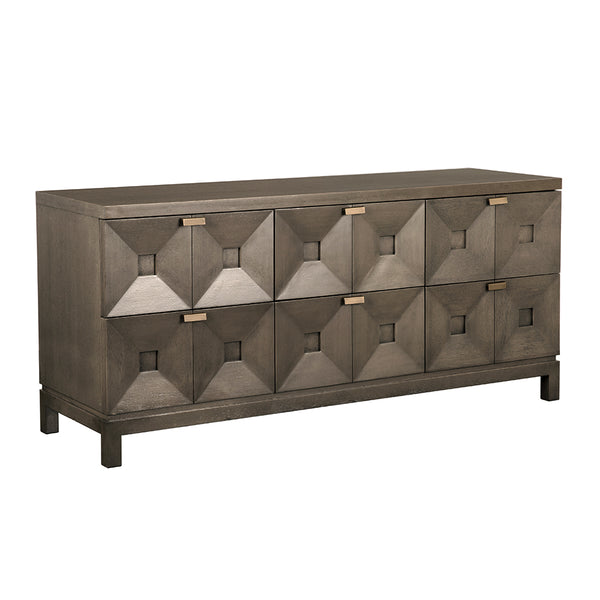 Musashi 6 Drawer, Greige Walnut-Noir Furniture-Blue Hand Home