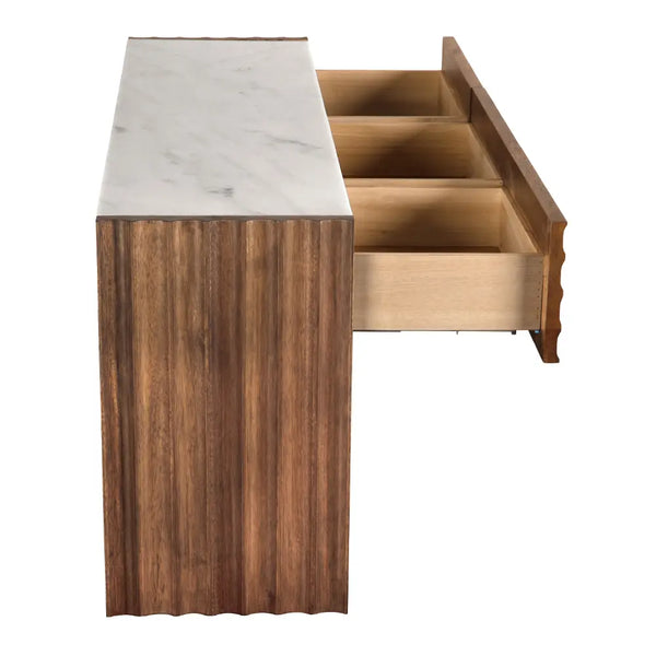 Wolf Console With White Marble Top-Noir Furniture-Blue Hand Home