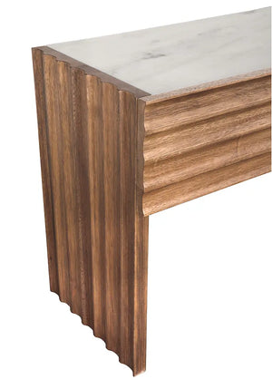 Wolf Console With White Marble Top-Noir Furniture-Blue Hand Home