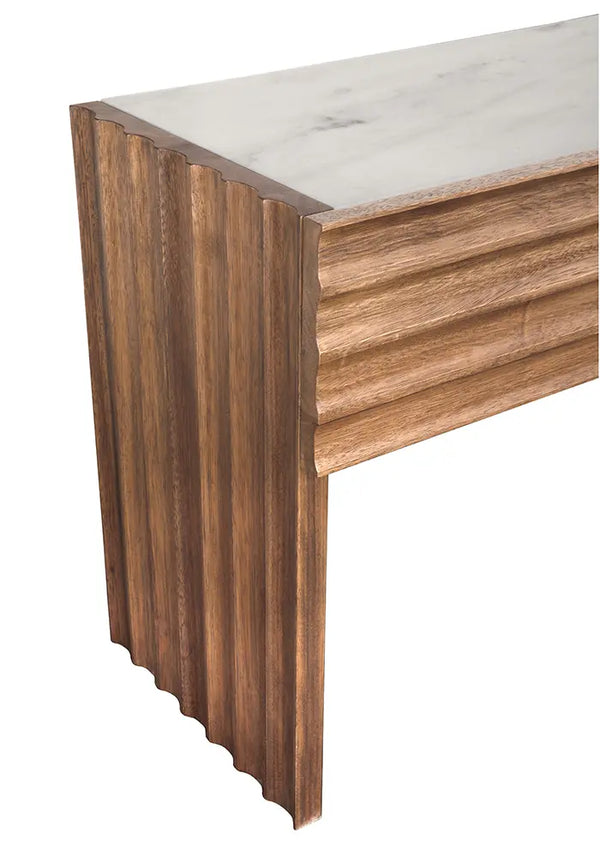 Wolf Console With White Marble Top-Noir Furniture-Blue Hand Home