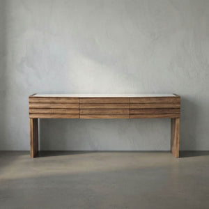 Wolf Console With White Marble Top-Noir Furniture-Blue Hand Home