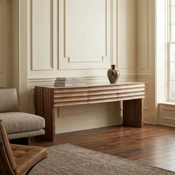 Wolf Console With White Marble Top-Noir Furniture-Blue Hand Home